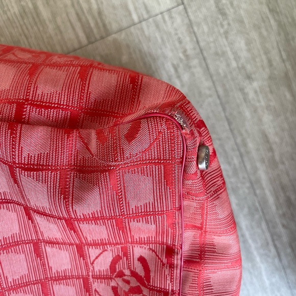 Authentic Chanel Red Canvas Travel Tote Bag - Picture 8 of 13